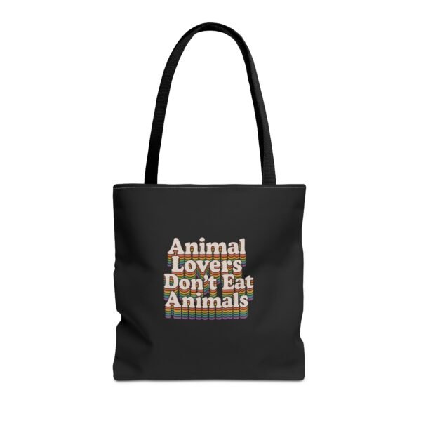 Animal Lovers Don't Eat Animals Retro Rainbow Typography - Tote Bag