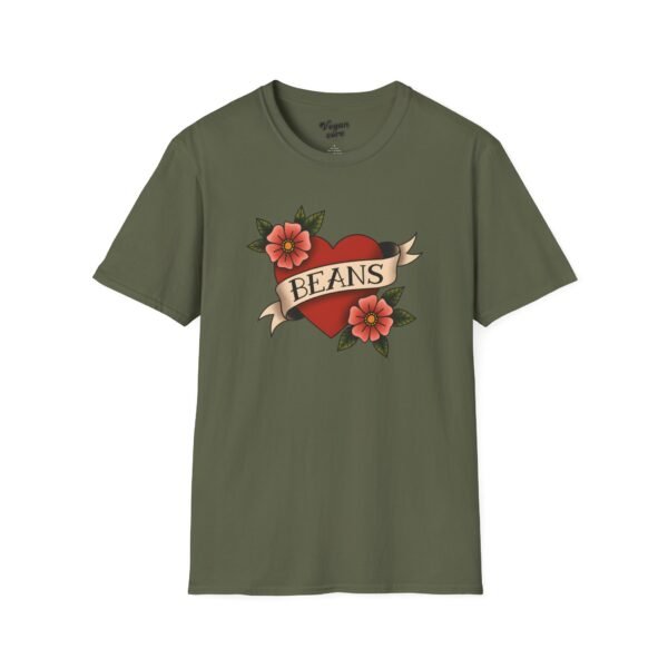 Bean Lover Funny Vegan Tattoo Heart - Softstyle Cotton Unisex Tee