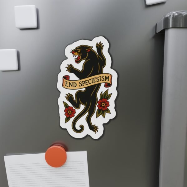 End Speciesism Panther Magnet - Vintage Vegan Flash Tattoo