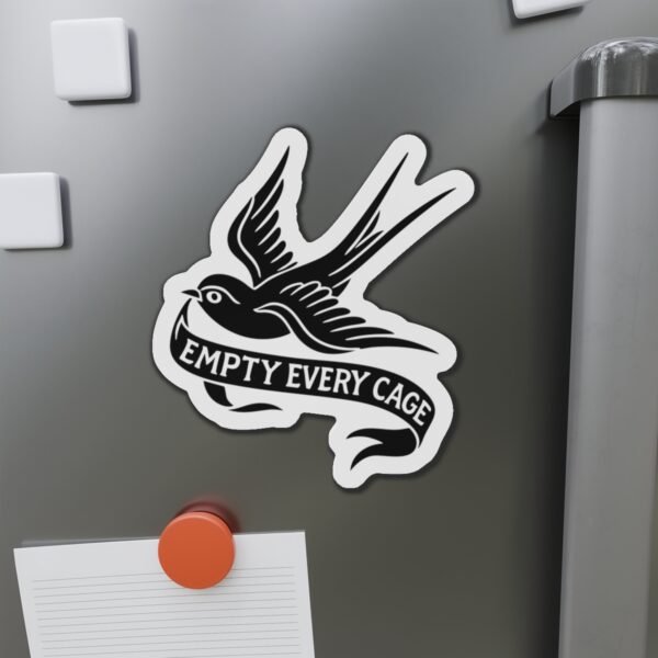 Empty Every Cage Swallow Magnet - Black Street Art