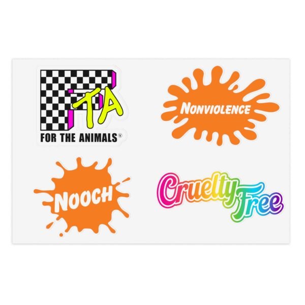 90s Nostalgia Vegan Sticker Sheet -  For the Animals, Nonviolence, Nooch, Cruelty Free