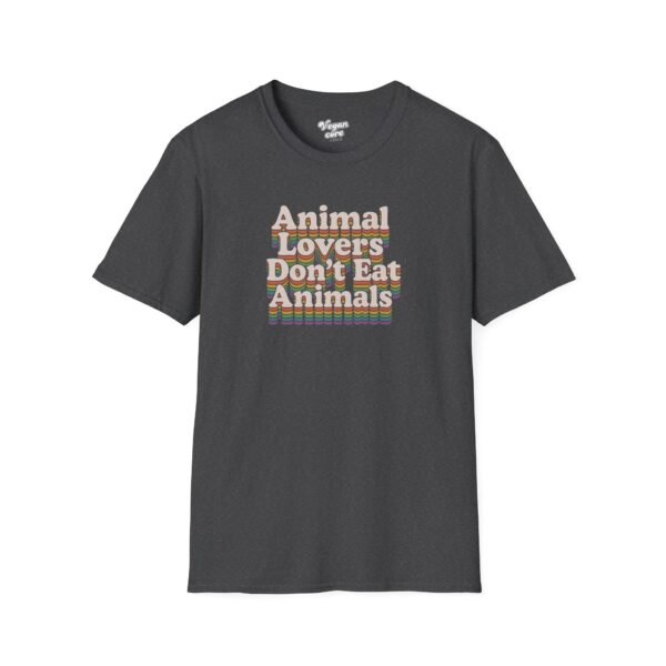 Animal Lovers Don't Eat Animals Retro Rainbow Typography - Softstyle Cotton Unisex Tee