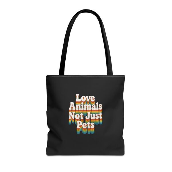 Love Animals, Not Just Pets Retro Rainbow Typography - Tote Bag