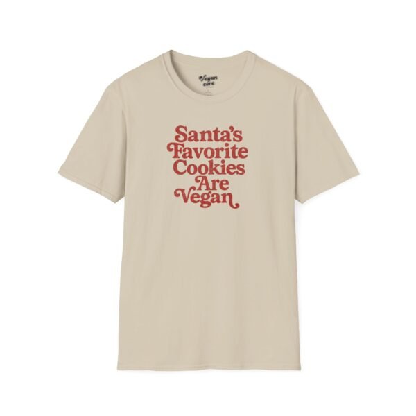Santa's Favorite Cookies Are Vegan Retro Holiday Typography - Softstyle Cotton Unisex Tee
